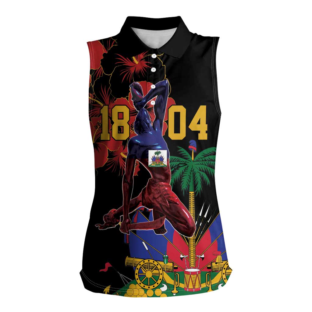 Haiti Negre Marron Women Sleeveless Polo Shirt Libete Egalite Fratenite