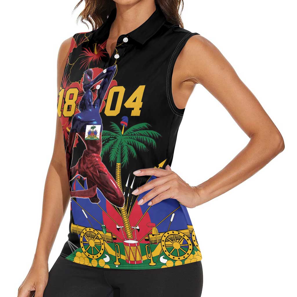 Haiti Negre Marron Women Sleeveless Polo Shirt Libete Egalite Fratenite