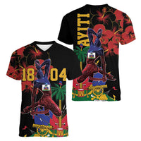 Haiti Negre Marron Women V-Neck T-Shirt Libete Egalite Fratenite