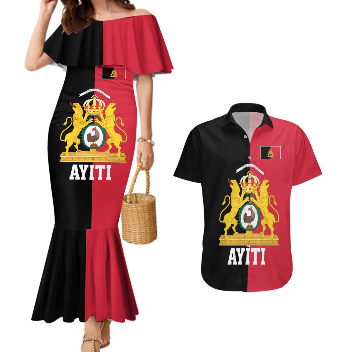 First Empire of Haiti 1804 –1806 Couples Matching Mermaid Dress and Hawaiian Shirt Liberte ou la Mort!