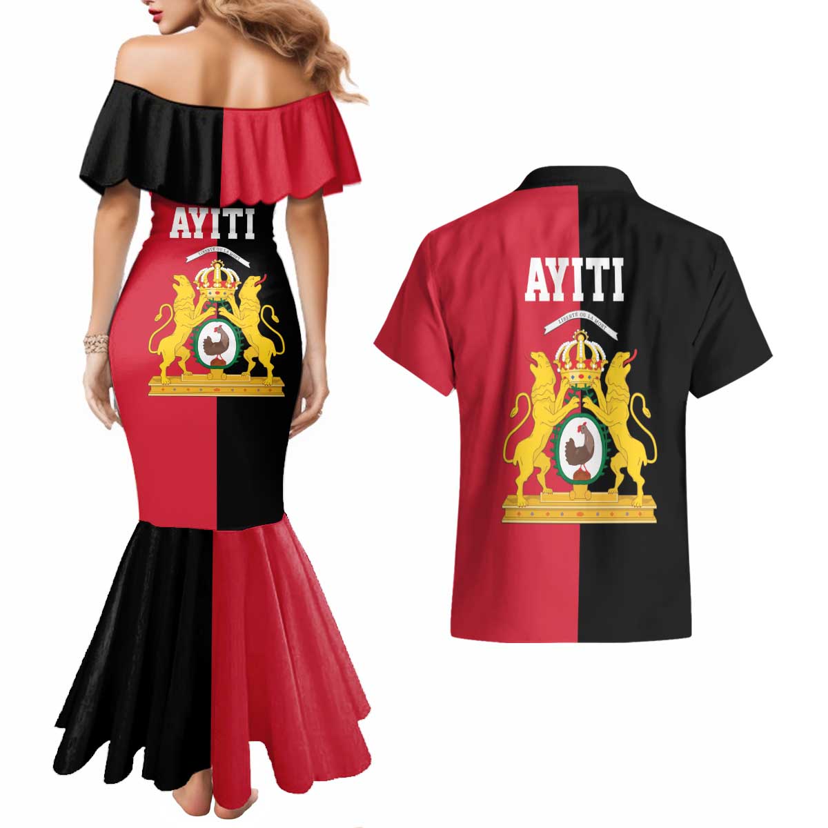 First Empire of Haiti 1804 –1806 Couples Matching Mermaid Dress and Hawaiian Shirt Liberte ou la Mort!