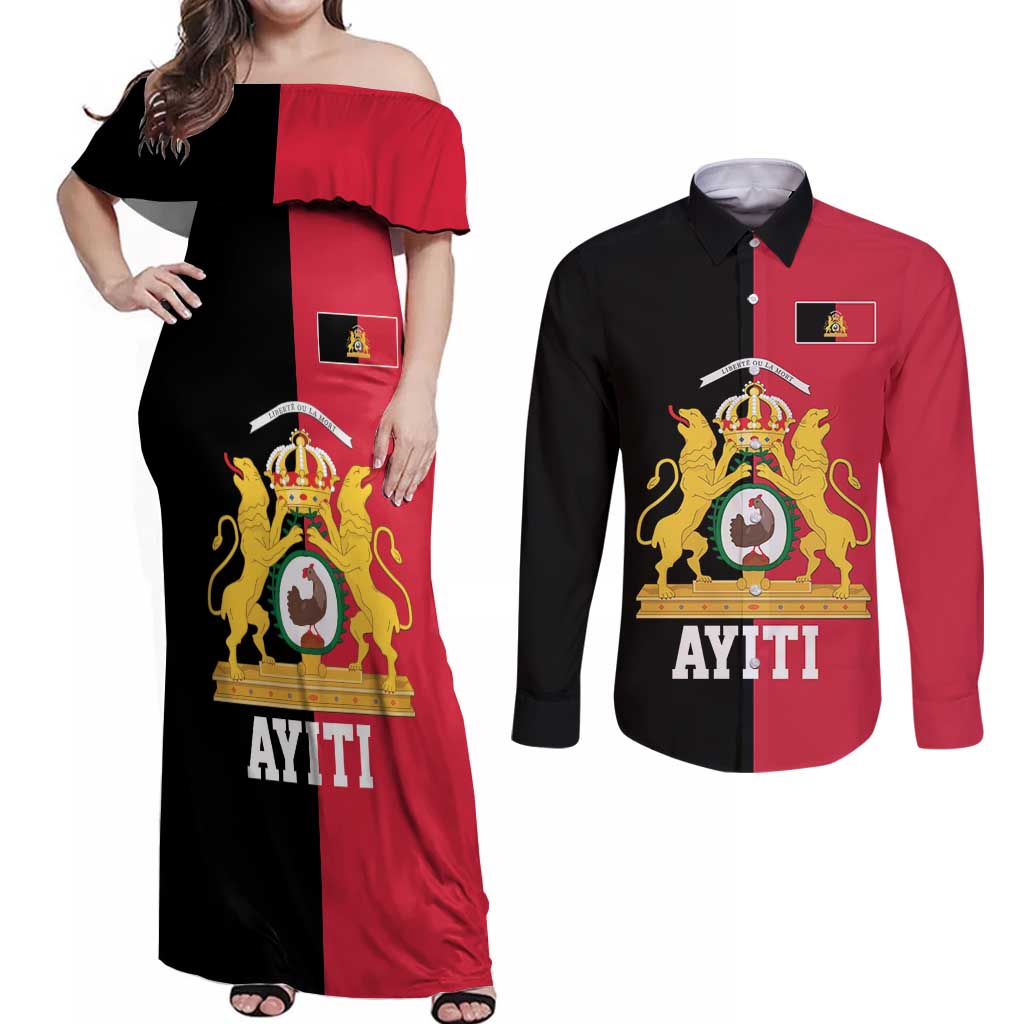 First Empire of Haiti 1804 –1806 Couples Matching Off Shoulder Maxi Dress and Long Sleeve Button Shirt Liberte ou la Mort!