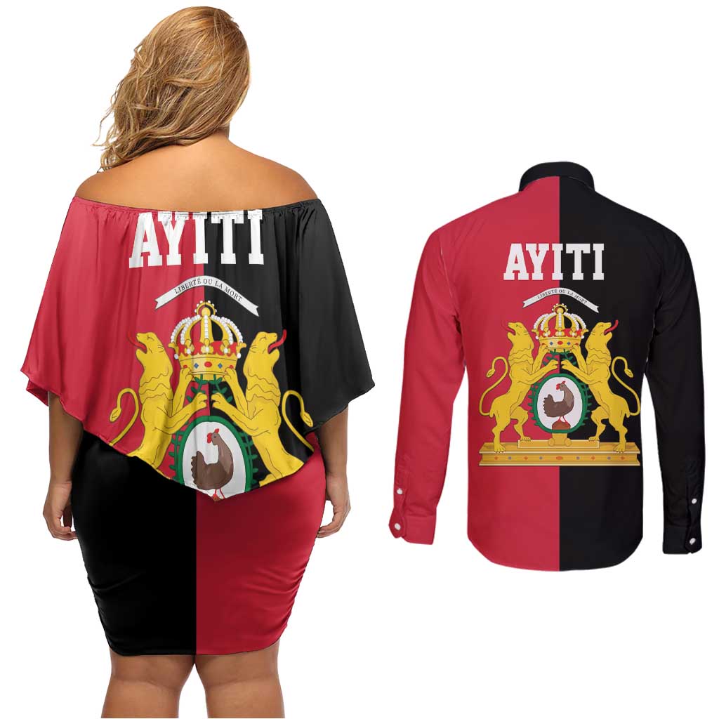 First Empire of Haiti 1804 –1806 Couples Matching Off Shoulder Short Dress and Long Sleeve Button Shirt Liberte ou la Mort!