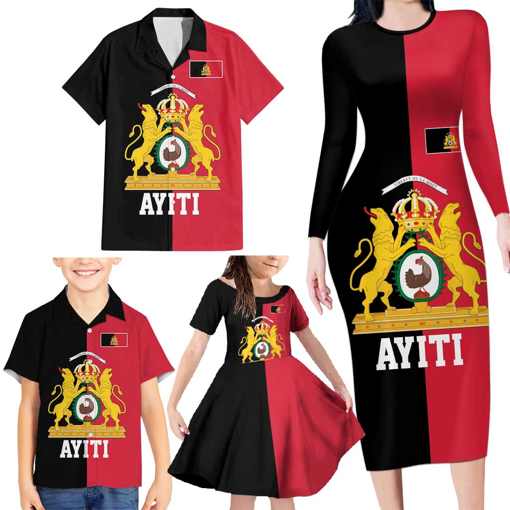 First Empire of Haiti 1804 –1806 Family Matching Long Sleeve Bodycon Dress and Hawaiian Shirt Liberte ou la Mort!