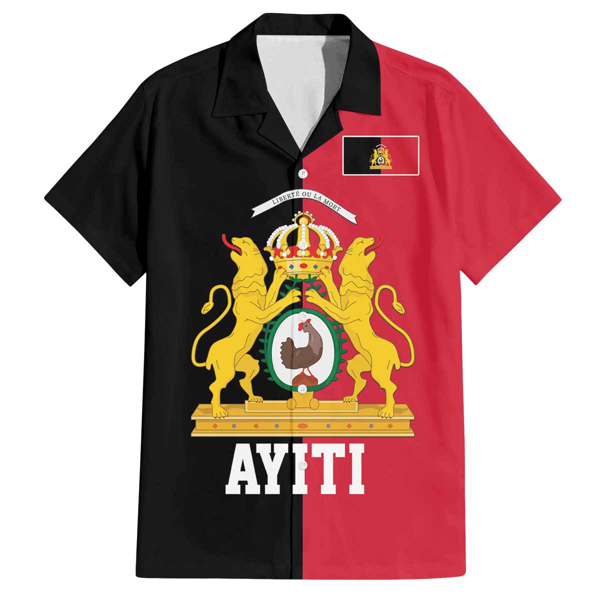 First Empire of Haiti 1804 –1806 Family Matching Off The Shoulder Long Sleeve Dress and Hawaiian Shirt Liberte ou la Mort!