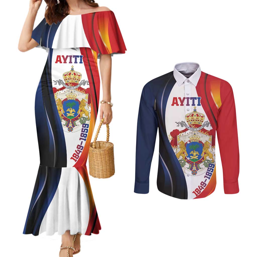 Personalized Second Empire of Haiti 1849-1859 Couples Matching Mermaid Dress and Long Sleeve Button Shirt Dieu Ma Patrie Et Mon Epee