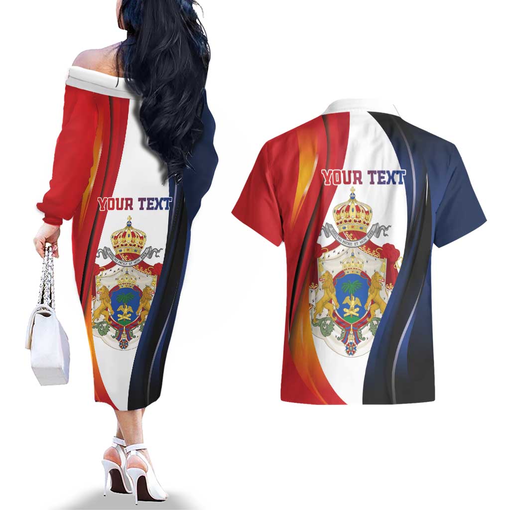 Personalized Second Empire of Haiti 1849-1859 Couples Matching Off The Shoulder Long Sleeve Dress and Hawaiian Shirt Dieu Ma Patrie Et Mon Epee