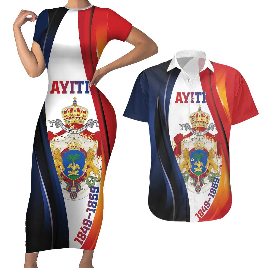 Personalized Second Empire of Haiti 1849-1859 Couples Matching Short Sleeve Bodycon Dress and Hawaiian Shirt Dieu Ma Patrie Et Mon Epee