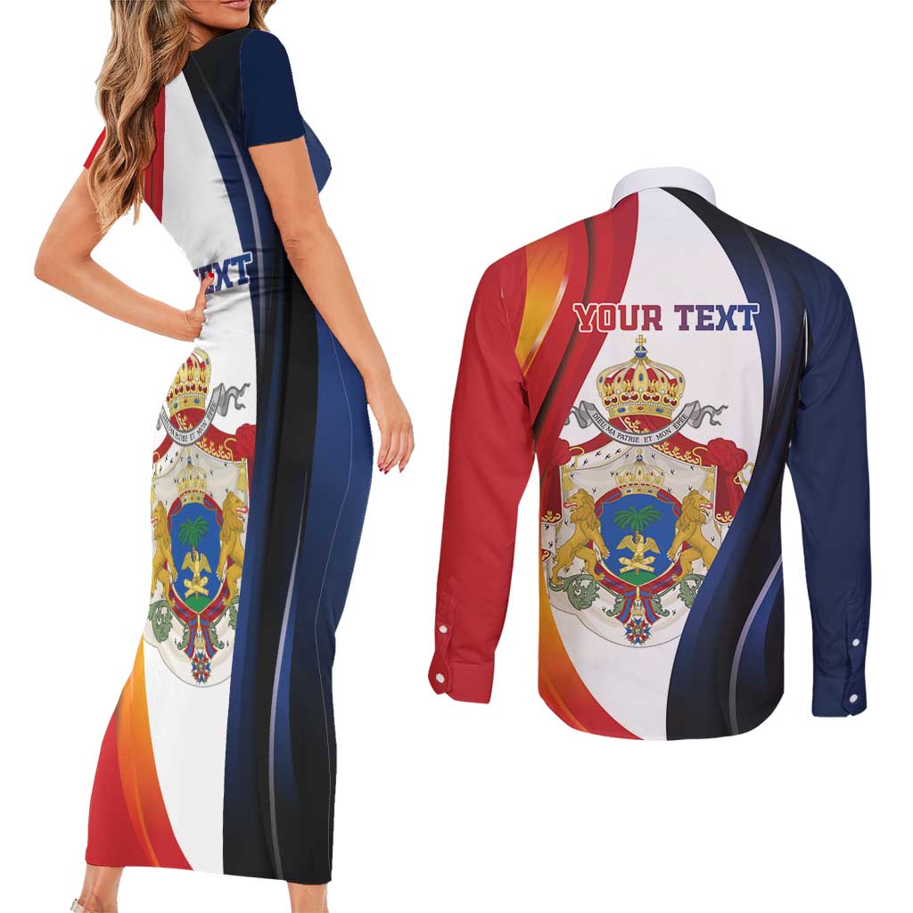 Personalized Second Empire of Haiti 1849-1859 Couples Matching Short Sleeve Bodycon Dress and Long Sleeve Button Shirt Dieu Ma Patrie Et Mon Epee