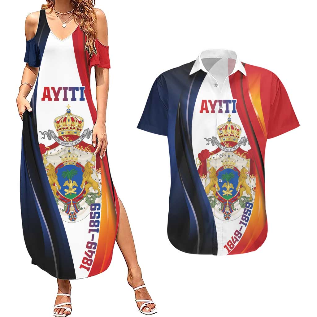 Personalized Second Empire of Haiti 1849-1859 Couples Matching Summer Maxi Dress and Hawaiian Shirt Dieu Ma Patrie Et Mon Epee