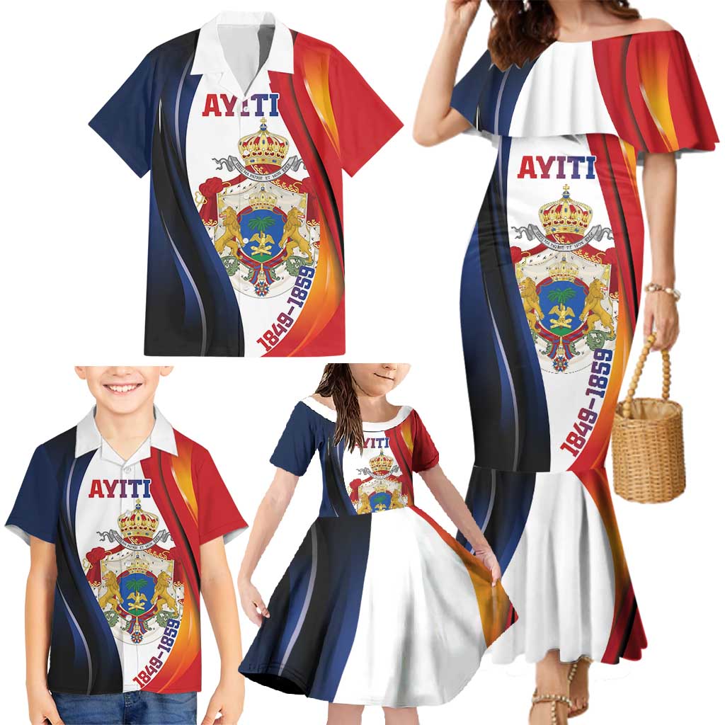 Personalized Second Empire of Haiti 1849-1859 Family Matching Mermaid Dress and Hawaiian Shirt Dieu Ma Patrie Et Mon Epee