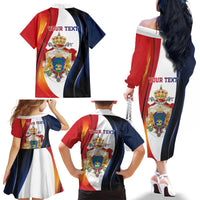 Personalized Second Empire of Haiti 1849-1859 Family Matching Off The Shoulder Long Sleeve Dress and Hawaiian Shirt Dieu Ma Patrie Et Mon Epee