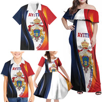 Personalized Second Empire of Haiti 1849-1859 Family Matching Off Shoulder Maxi Dress and Hawaiian Shirt Dieu Ma Patrie Et Mon Epee