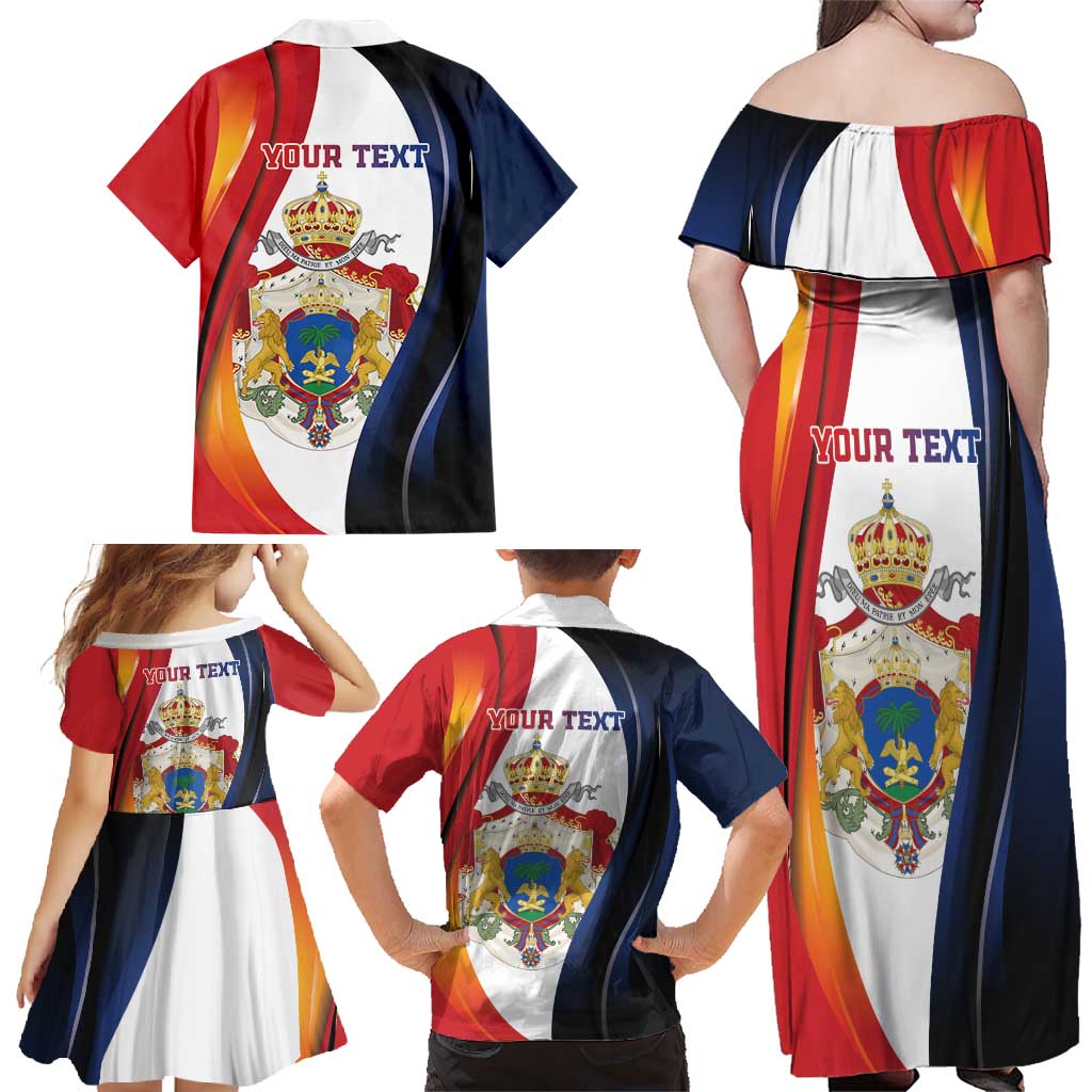 Personalized Second Empire of Haiti 1849-1859 Family Matching Off Shoulder Maxi Dress and Hawaiian Shirt Dieu Ma Patrie Et Mon Epee