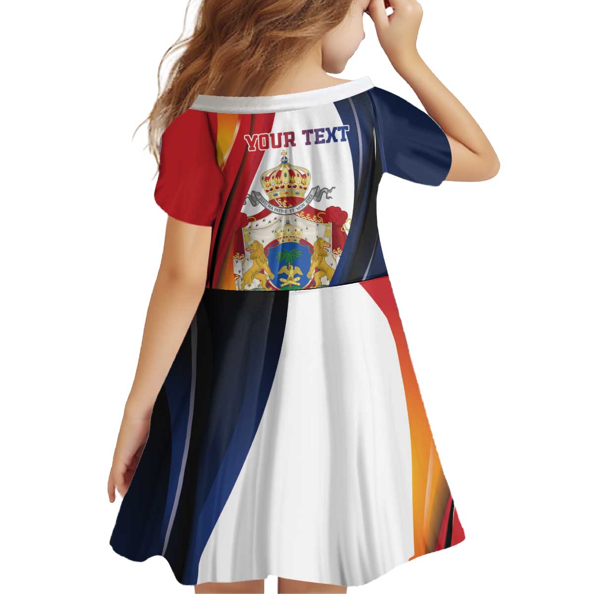 Personalized Second Empire of Haiti 1849-1859 Kid Short Sleeve Dress Dieu Ma Patrie Et Mon Epee