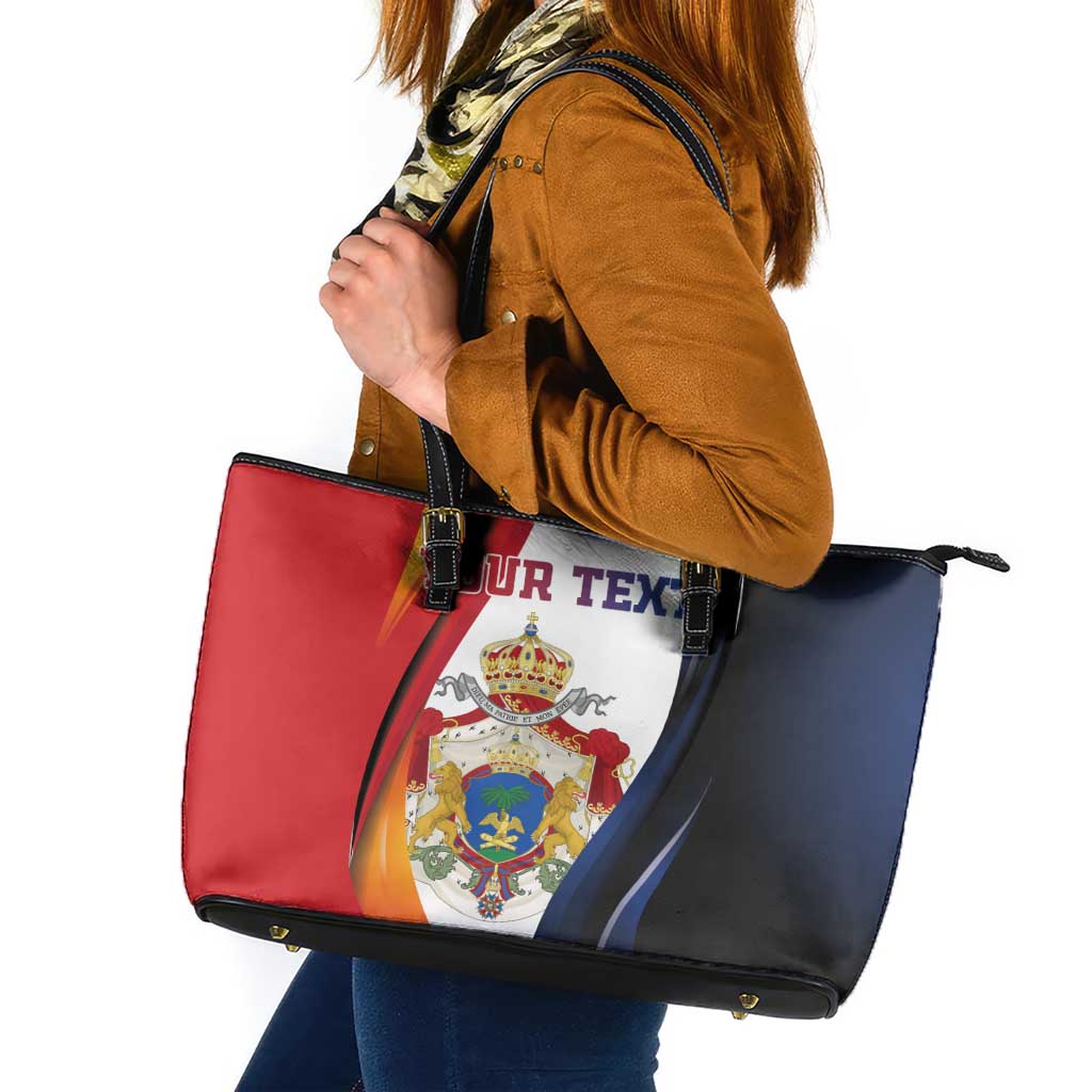 Personalized Second Empire of Haiti 1849-1859 Leather Tote Bag Dieu Ma Patrie Et Mon Epee