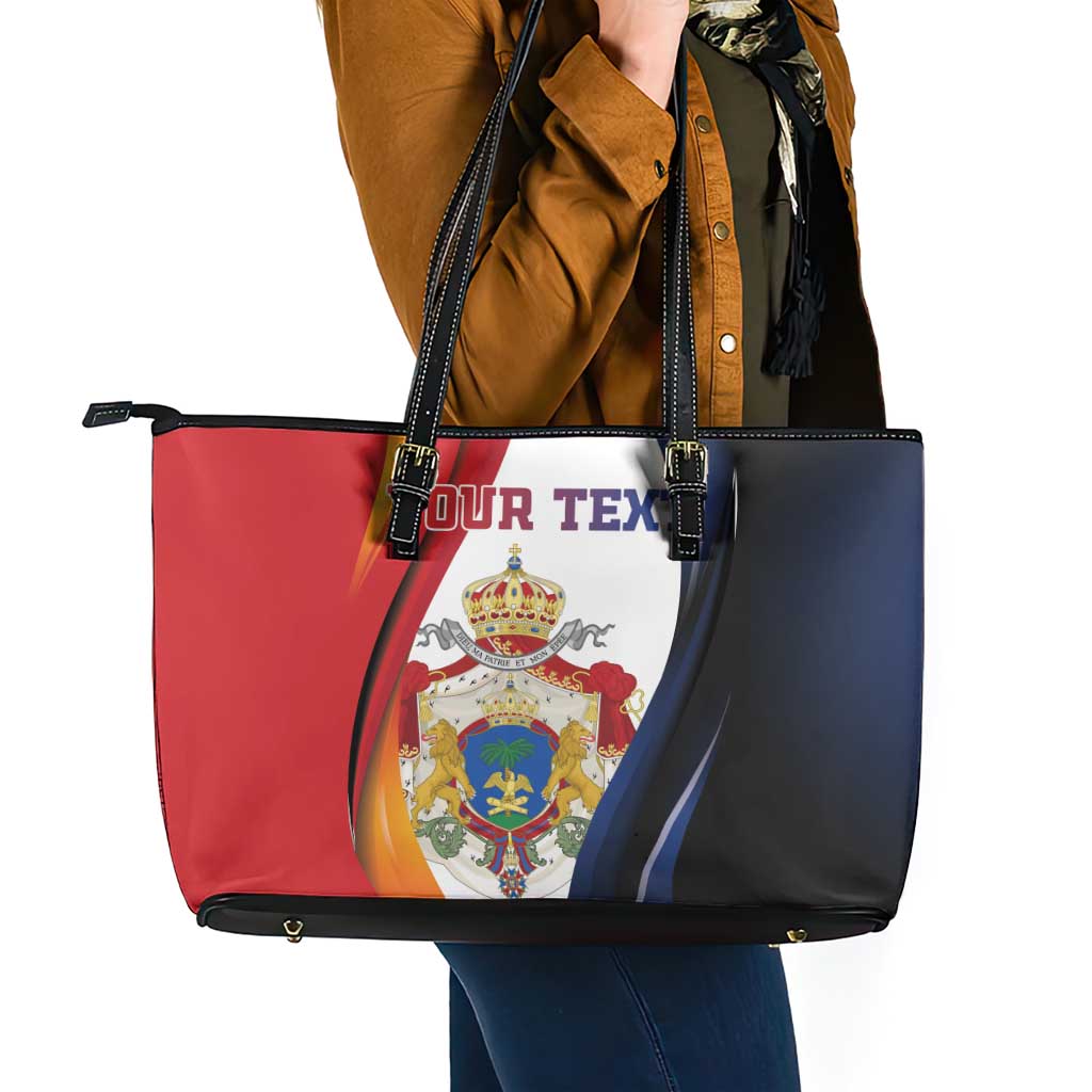 Personalized Second Empire of Haiti 1849-1859 Leather Tote Bag Dieu Ma Patrie Et Mon Epee