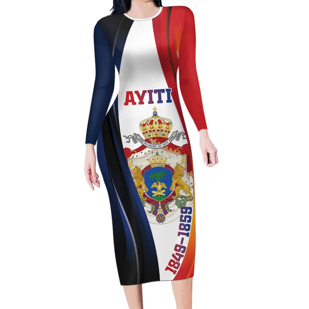 Personalized Second Empire of Haiti 1849-1859 Long Sleeve Bodycon Dress Dieu Ma Patrie Et Mon Epee