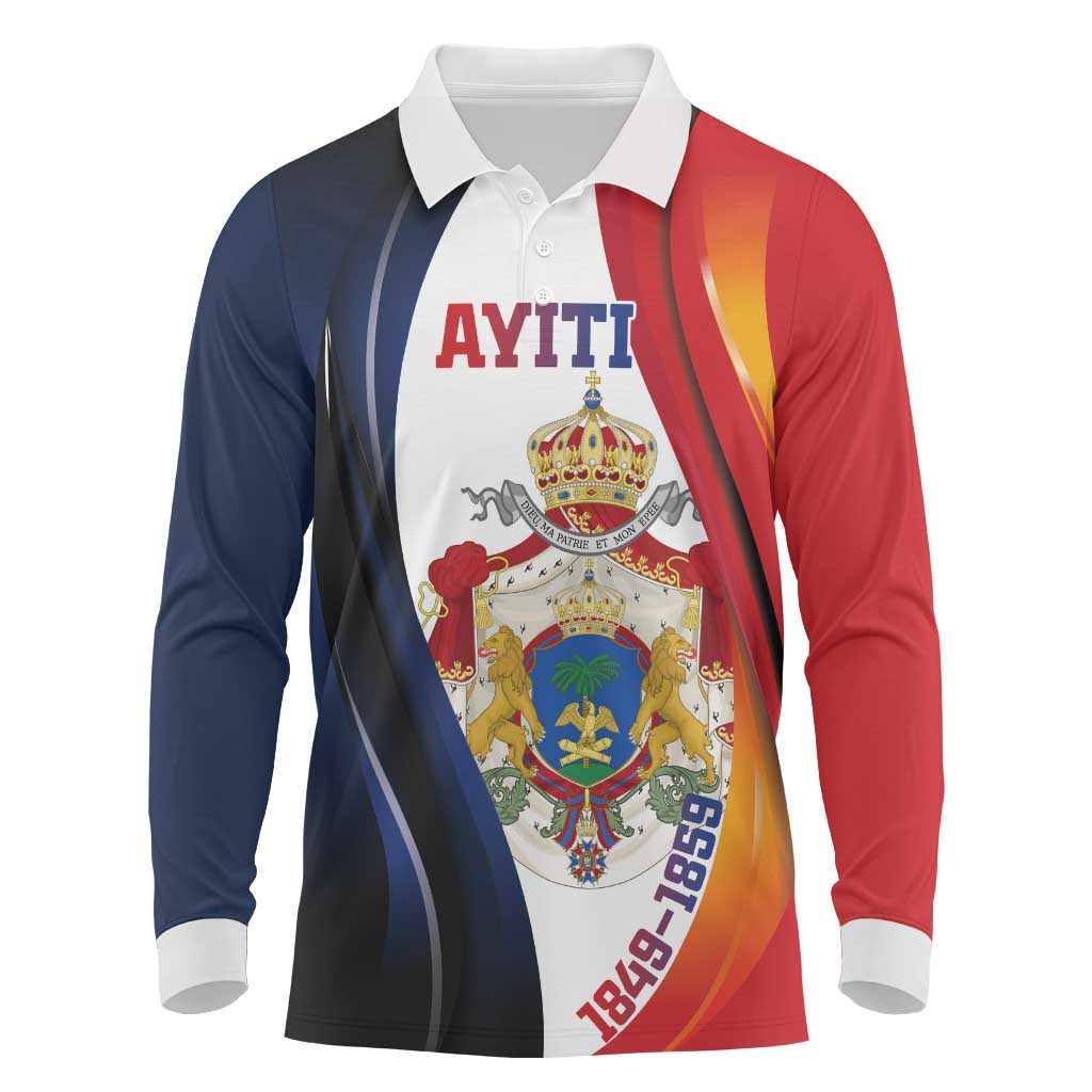 Personalized Second Empire of Haiti 1849-1859 Long Sleeve Polo Shirt Dieu Ma Patrie Et Mon Epee