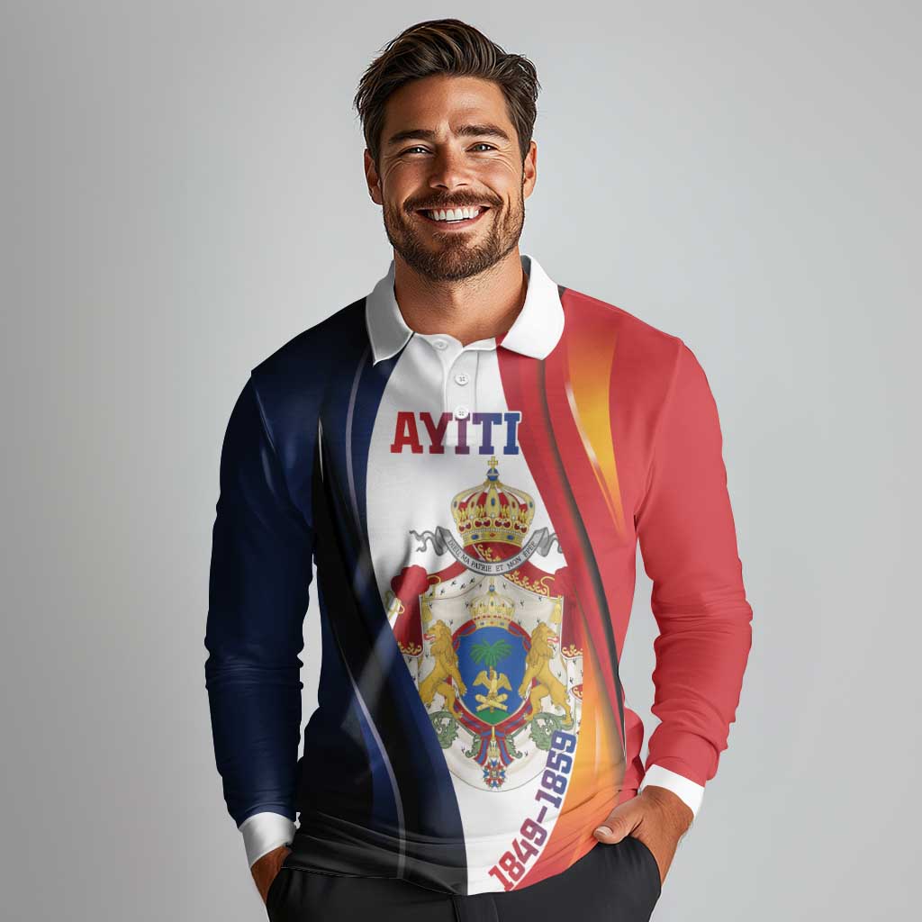 Personalized Second Empire of Haiti 1849-1859 Long Sleeve Polo Shirt Dieu Ma Patrie Et Mon Epee