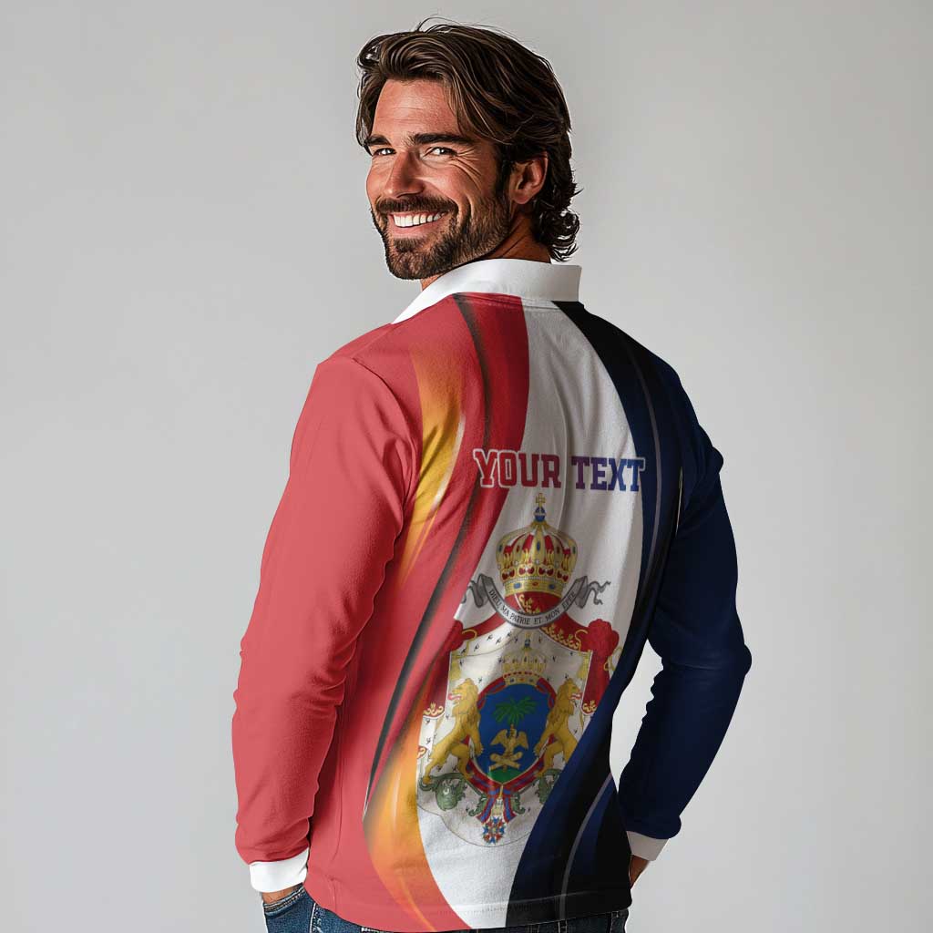 Personalized Second Empire of Haiti 1849-1859 Long Sleeve Polo Shirt Dieu Ma Patrie Et Mon Epee