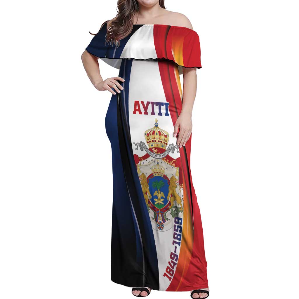 Personalized Second Empire of Haiti 1849-1859 Off Shoulder Maxi Dress Dieu Ma Patrie Et Mon Epee
