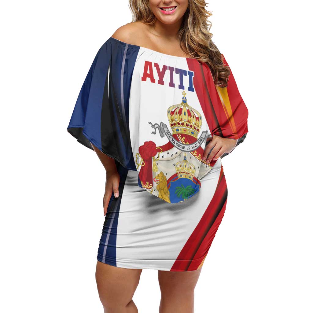 Personalized Second Empire of Haiti 1849-1859 Off Shoulder Short Dress Dieu Ma Patrie Et Mon Epee
