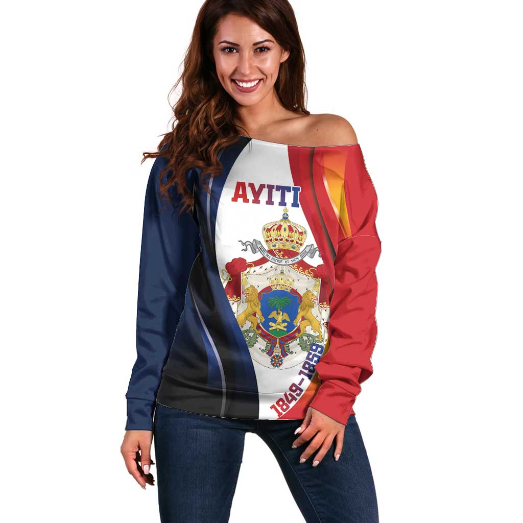 Personalized Second Empire of Haiti 1849-1859 Off Shoulder Sweater Dieu Ma Patrie Et Mon Epee