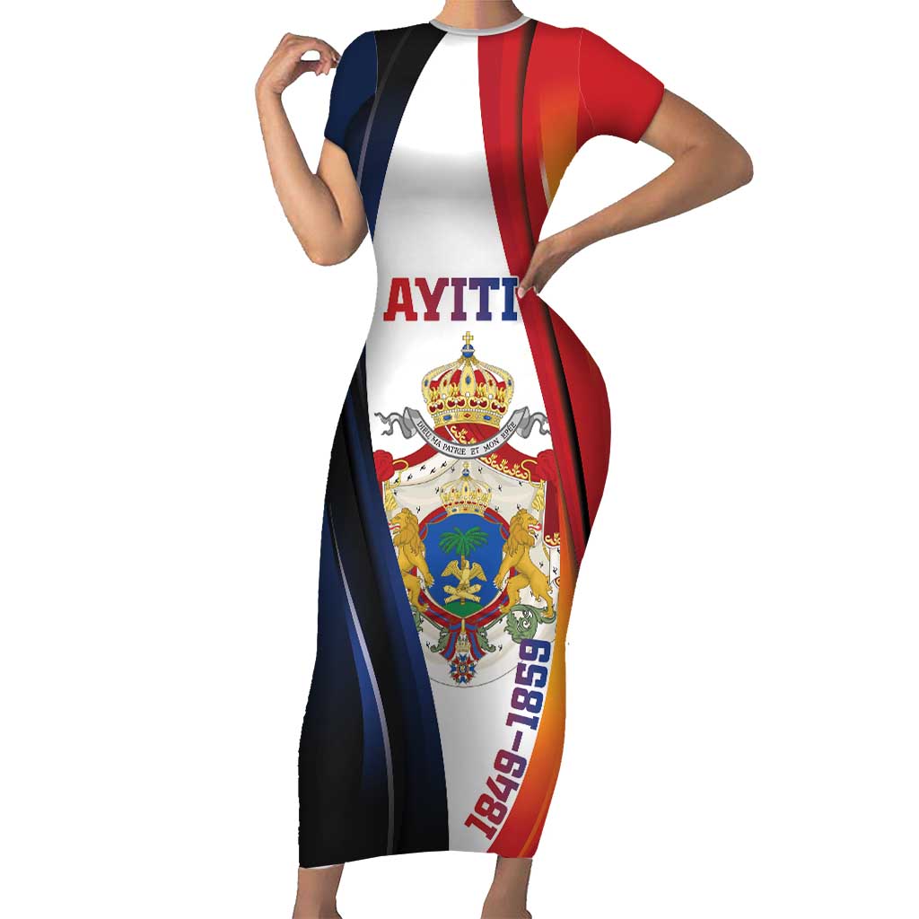 Personalized Second Empire of Haiti 1849-1859 Short Sleeve Bodycon Dress Dieu Ma Patrie Et Mon Epee