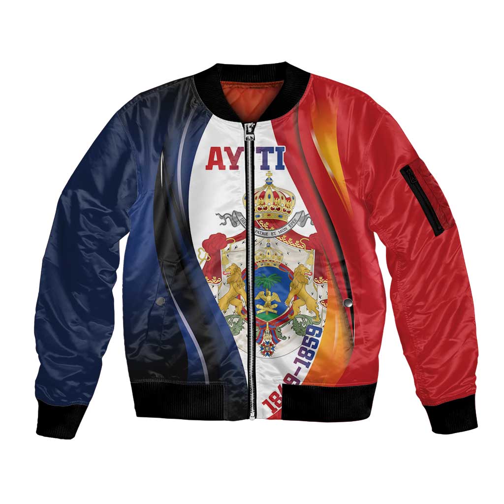 Personalized Second Empire of Haiti 1849-1859 Sleeve Zip Bomber Jacket Dieu Ma Patrie Et Mon Epee
