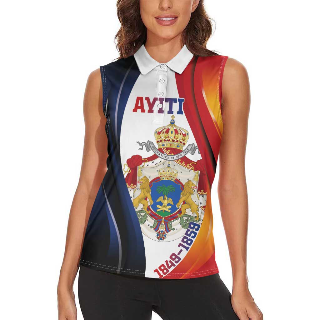 Personalized Second Empire of Haiti 1849-1859 Women Sleeveless Polo Shirt Dieu Ma Patrie Et Mon Epee