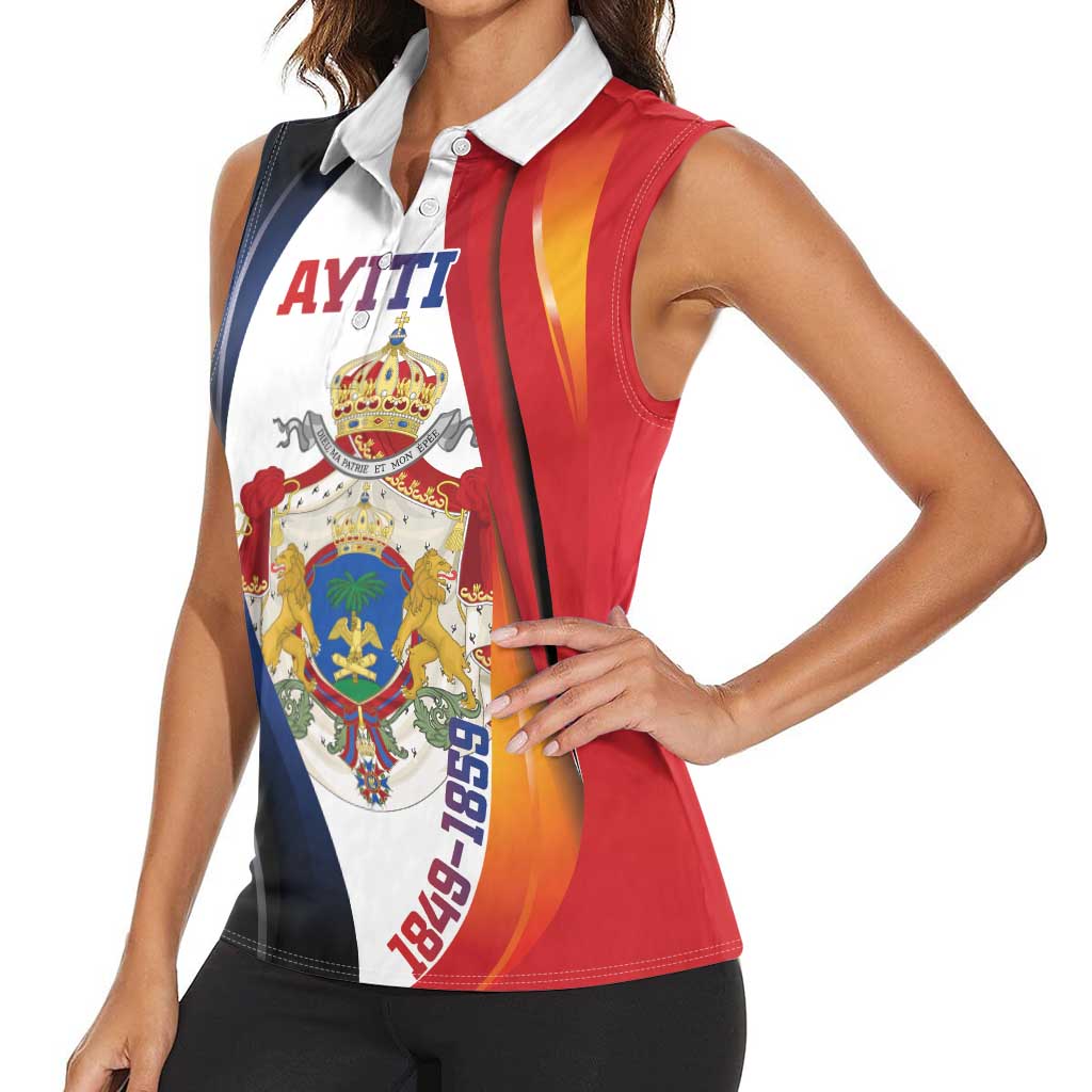 Personalized Second Empire of Haiti 1849-1859 Women Sleeveless Polo Shirt Dieu Ma Patrie Et Mon Epee