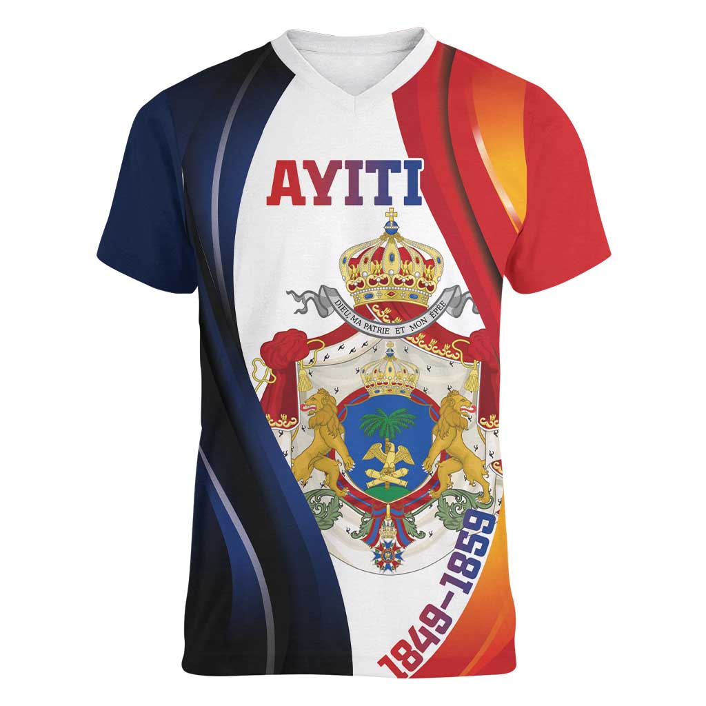 Personalized Second Empire of Haiti 1849-1859 Women V-Neck T-Shirt Dieu Ma Patrie Et Mon Epee