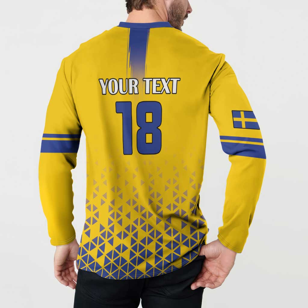 Custom Sweden Football Button Sweatshirt Sveriges herrlandslag i fotboll
