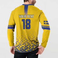 Custom Sweden Football Button Sweatshirt Sveriges herrlandslag i fotboll