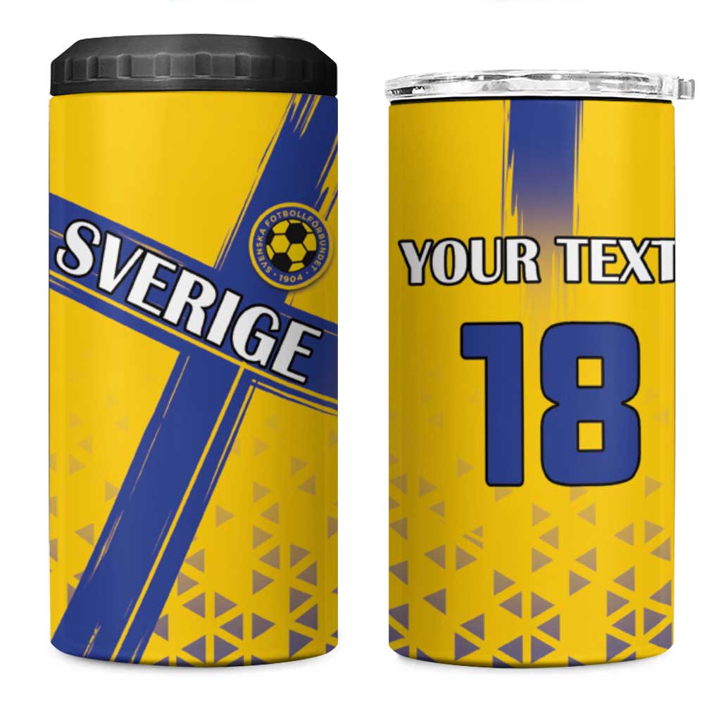 Custom Sweden Football 4 in 1 Can Cooler Tumbler Sveriges herrlandslag i fotboll