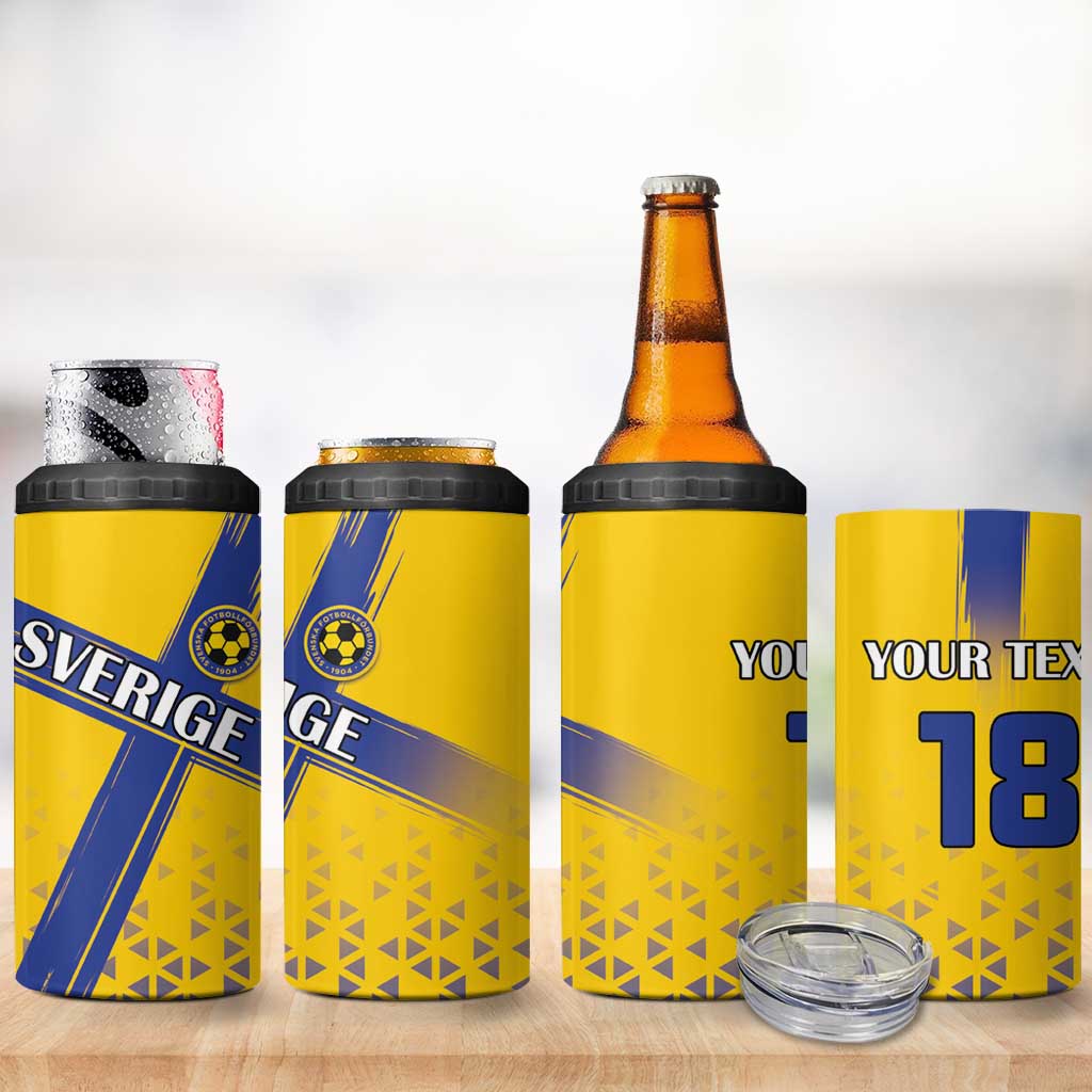 Custom Sweden Football 4 in 1 Can Cooler Tumbler Sveriges herrlandslag i fotboll