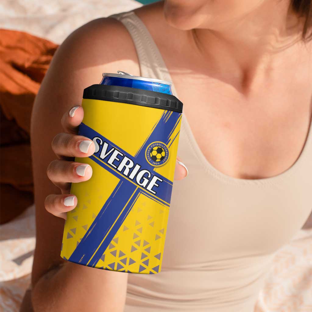 Custom Sweden Football 4 in 1 Can Cooler Tumbler Sveriges herrlandslag i fotboll