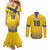 Custom Sweden Football Couples Matching Mermaid Dress and Long Sleeve Button Shirt Sveriges herrlandslag i fotboll