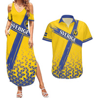 Custom Sweden Football Couples Matching Summer Maxi Dress and Hawaiian Shirt Sveriges herrlandslag i fotboll
