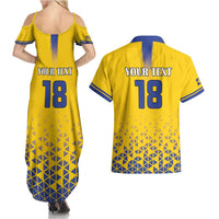 Custom Sweden Football Couples Matching Summer Maxi Dress and Hawaiian Shirt Sveriges herrlandslag i fotboll