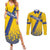 Custom Sweden Football Couples Matching Summer Maxi Dress and Long Sleeve Button Shirt Sveriges herrlandslag i fotboll