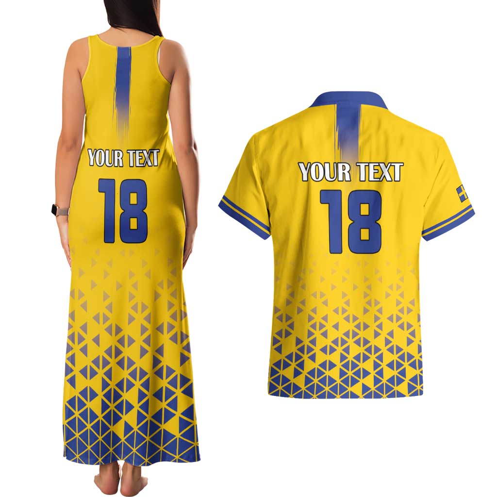 Custom Sweden Football Couples Matching Tank Maxi Dress and Hawaiian Shirt Sveriges herrlandslag i fotboll