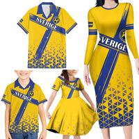 Custom Sweden Football Family Matching Long Sleeve Bodycon Dress and Hawaiian Shirt Sveriges herrlandslag i fotboll