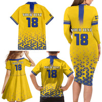 Custom Sweden Football Family Matching Long Sleeve Bodycon Dress and Hawaiian Shirt Sveriges herrlandslag i fotboll