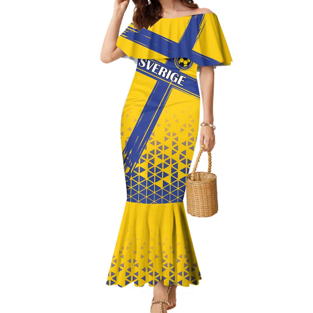 Custom Sweden Football Family Matching Mermaid Dress and Hawaiian Shirt Sveriges herrlandslag i fotboll