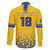 Custom Sweden Football Family Matching Off The Shoulder Long Sleeve Dress and Hawaiian Shirt Sveriges herrlandslag i fotboll