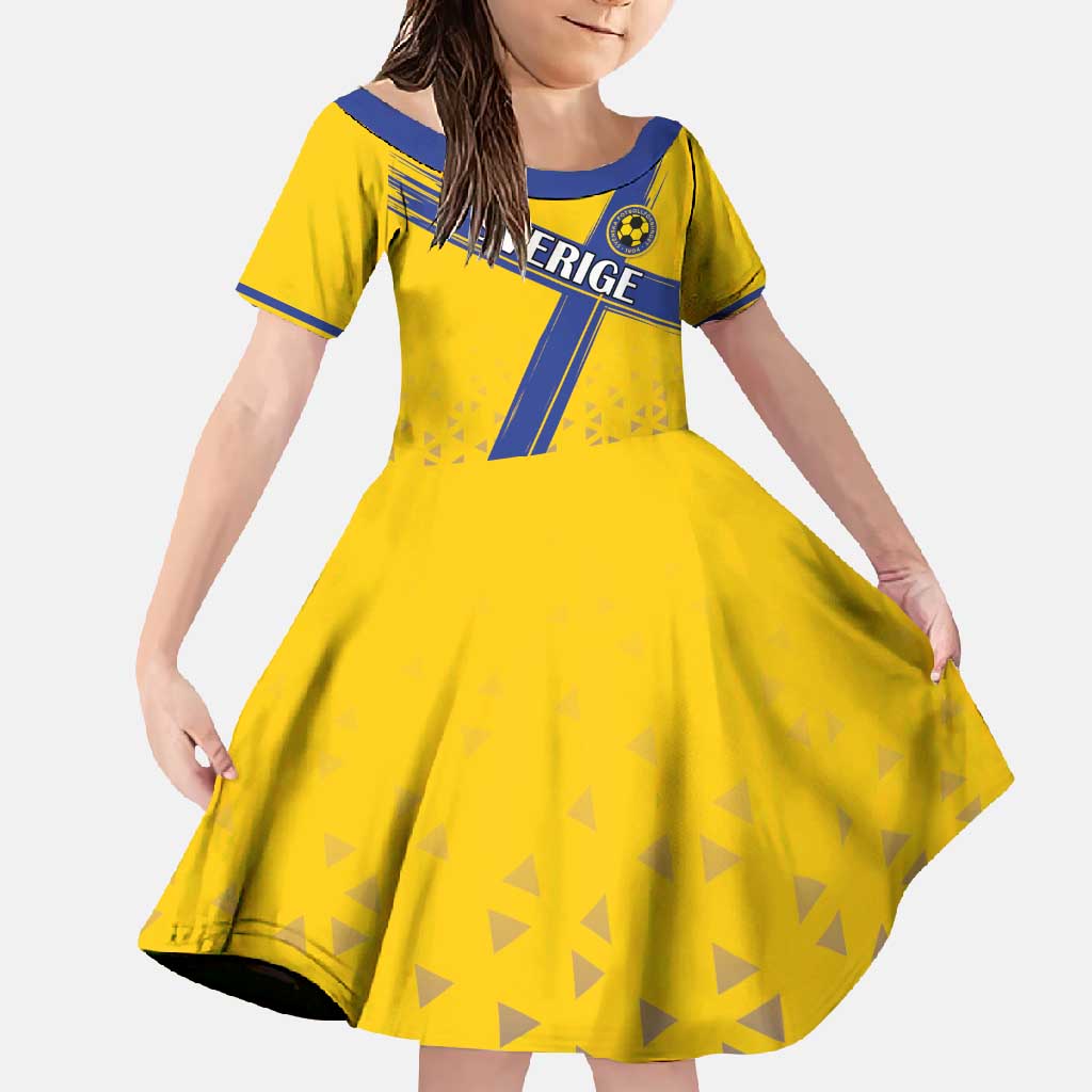 Custom Sweden Football Family Matching Off Shoulder Maxi Dress and Hawaiian Shirt Sveriges herrlandslag i fotboll