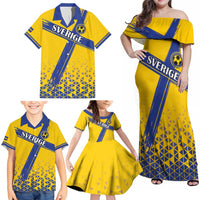Custom Sweden Football Family Matching Off Shoulder Maxi Dress and Hawaiian Shirt Sveriges herrlandslag i fotboll
