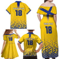 Custom Sweden Football Family Matching Off Shoulder Maxi Dress and Hawaiian Shirt Sveriges herrlandslag i fotboll